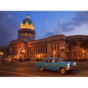  Traditional Old American Car Speeding Past the Capitolio 