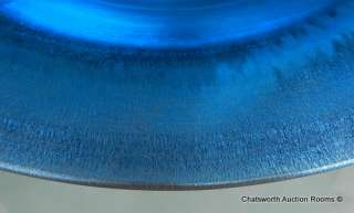 Rare Antique Frederick Carder Era Steuben Art Glass Blue Aurene Footed 