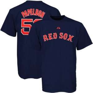   Sox #58 Jonathan Papelbon Navy Blue Players T shirt: Sports & Outdoors