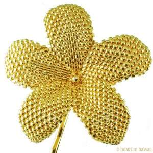   Plumeria Flower   24kt Gold plated   beaded flower bobby pin: Beauty