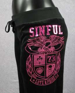   SINFUL SWEAT TRACK PANTS CALERA PINK FOILING ON BLACK!  