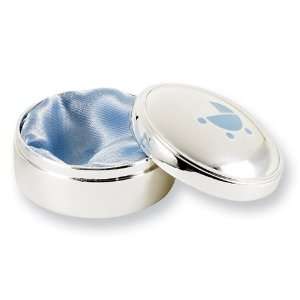  Blue Silver plated Baby Carriage Keepsake Box Jewelry