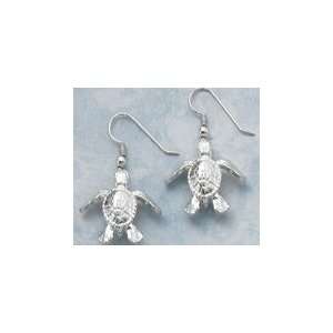  New Sterling Silver Sea Turtle Dangle Earrings Jewelry 