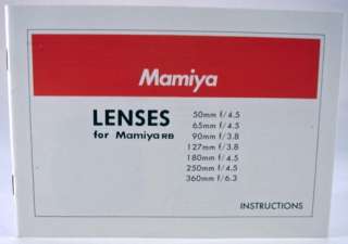   Interchangeable Lenses User Manual Instructions for 7 lenses  