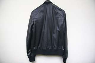 SS09 Dior Homme Black Leather Runway Bomber Jacket Blouson Sz 48 50 