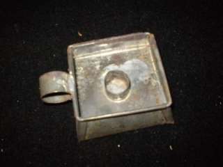 Description Vintage, metal, tin, square shaped, finger, single 