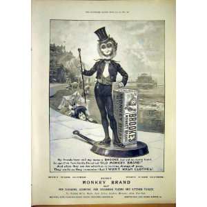  Advert Brookes Monkey Brand Soap Old Print 1897