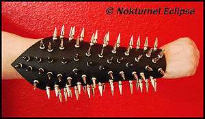   Spiked Leather Gauntlets Cuffs 70 Spikes Black Metal SPORADIC LACE UP