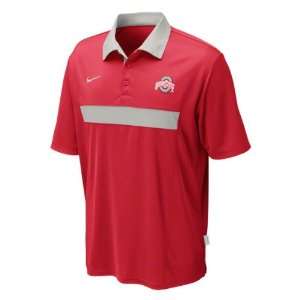  Buckeyes Red Nike Spread Option Football Coaches Sideline Polo Shirt 