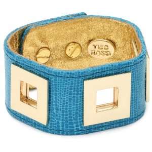   Beach Chic Embossed Leather Metal Square Soft Cuff Bracelet Jewelry