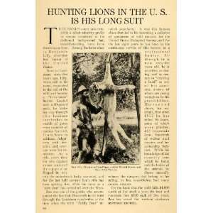  1920 Article Hunting Lions Ben Lilly Game Biology Gun 