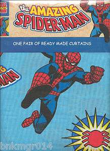 Marvel Amazing Spiderman Curtains 1 pair 66 x 54 NIP  