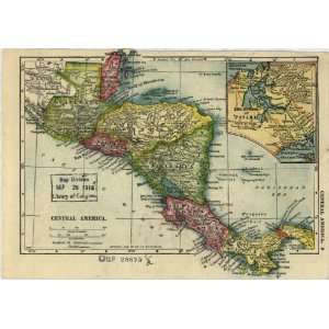  1916 map Central America & Cuba