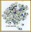 HOLOGRAM SPANGLES Hot Fix SILVER Iron on 6mm 1gr items in RHINESTONES 