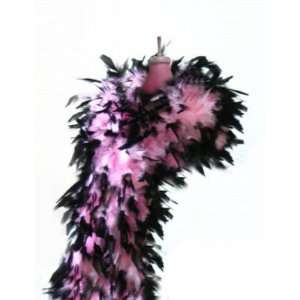   Pink with Black Tips Feather Chandelle Boa 72inch long: Toys & Games