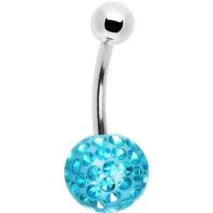  Aqua Pave Crystal Sparkler Belly Ring: Jewelry