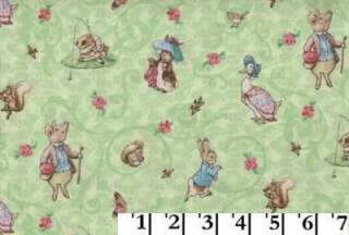 60 Beatrix Potter Peter Rabbit Micro POLAR FLEECE Fabric Green  
