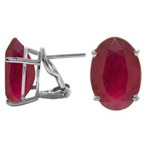  14k White Gold 15ct Ruby Omega Clip Earrings Jewelry