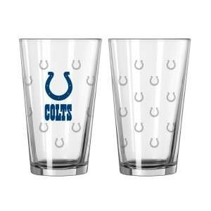  Indianapolis Colts Satin Etch Pint Glass Set Sports 