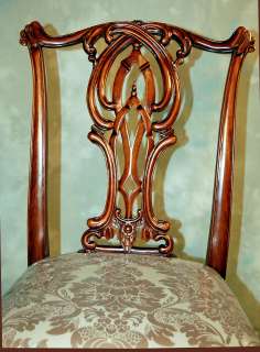 Set of 8 Chippendale Solid Mahogany Dining Chairs  