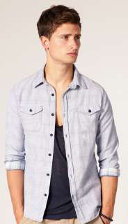NEW ASOS DOUBLE FACED CHAMBRAY BLUE LONG SLEEVE SHIRT  