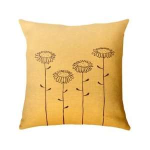  Sunflowers Square Pillow Color Chocolate on Maize