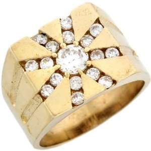    10k Solid Gold CZ High Polished Fancy Mens Ring Jewelry: Jewelry
