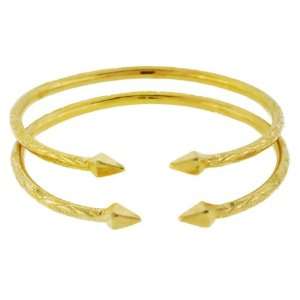   Solid Sterling Silver West Indian Bangle Set Plated with 14K Gold