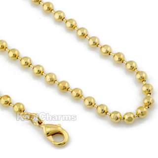 New 3mm Ball Beads Chain 18K Gold Filled Necklace Solid Plated Fashion 