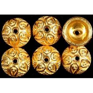 Gold Plated Floral Caps with Granulation (Price Per Pair)   Sterling 