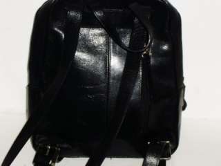  Black Leather Day Pack Back Pack Sling Shoulder Bag MINT!  