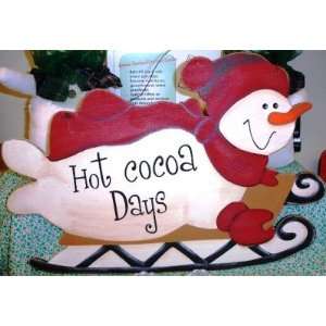  Hot Cocoa Days Snowman Plaque Red Winter Christmas