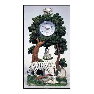  White Tigers Snowdome Pendulum Clock