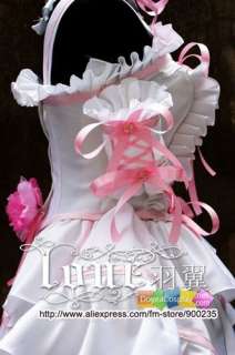 Chobits Chii Cosplay Costume White & Pink Dress  