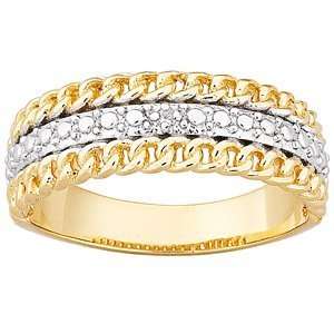   Gold over Sterling Genuine Diamond Accent Twisted Edge Ring: Jewelry