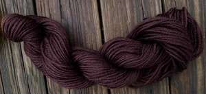 100% wool yarn, worsted weight, dark brown, single skein  