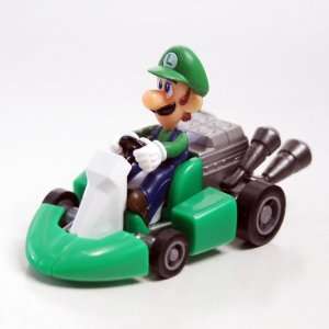  Yujin Super Mario Tiny Mini Pull Back Luigi Kart Figure 