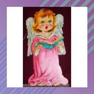 VINTAGE CHRISTMAS PAPER WINDOW DECORATION POSTER ANGEL DYE CUT 14 x 7 