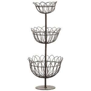  Tiered Wire Table Basket X3 (Antique Iron) 12dx28h 