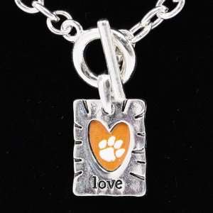  NCAA Clemson Tigers Team Color Love Necklace Sports 