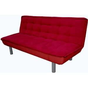  NEW Red Microfiber Futon Click Clack Sofa Bed