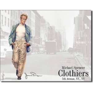  James Dean   Clothiers Tin Sign 16W x 12.25H