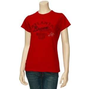   Atlanta Braves Ladies Red Club Sunburst T shirt
