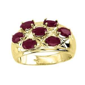  7 Rubies Clustered set in 14K Yellow Gold Jewelry