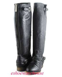 Black 5th Ave City Chic Style Awesome Riding Knee Boots Textured 