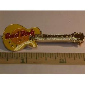Hard Rock Cafe Guitar Pin, Stockholm Yellow, Orange, Red & Gold Guitar 
