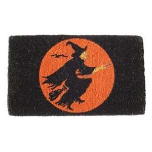 Halloween Witch Silhouette Coir Door Mat, 18 Inch X 30 Inch, Black 