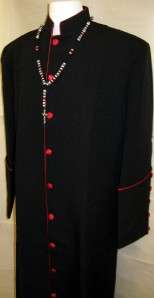 New Mens Clergy Preacher Pastor Cassock Robe Black/Red All Sizes 