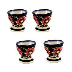 Polish Pottery Egg Cup Set of 4:  Kitchen & Dining