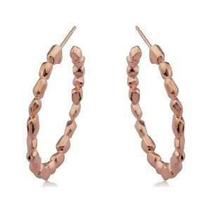   18k Rose Gold Over Sterling Silver Pebble Hoop Earrings: Jewelry
